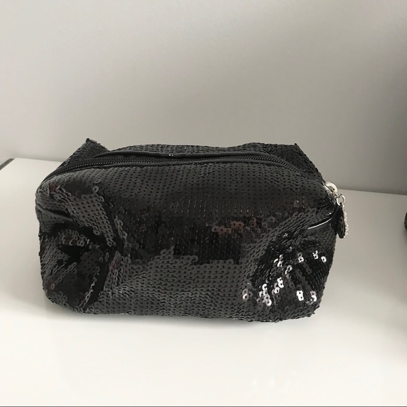 Joan Boyce Glam Black Sequins Overnight Oversized Travel Tote Crossbody Bag - Picture 8 of 16